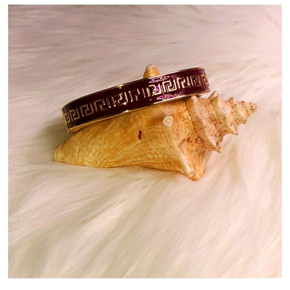 Greek Key hinged bangle bracelet